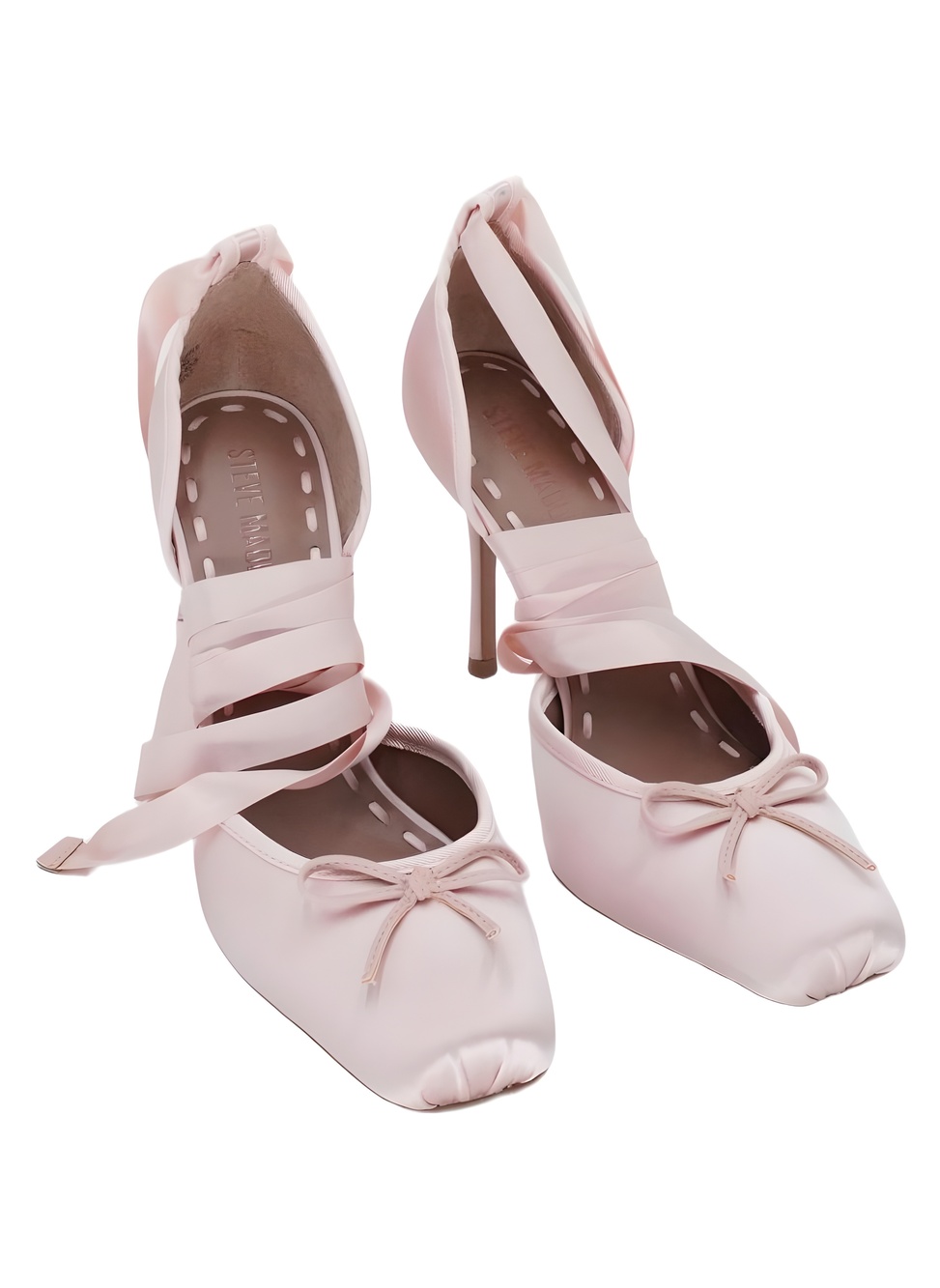 Steve Madden Larina Pink Satin Lace-Up Square Toe 4" Stiletto Pumps Size 9M